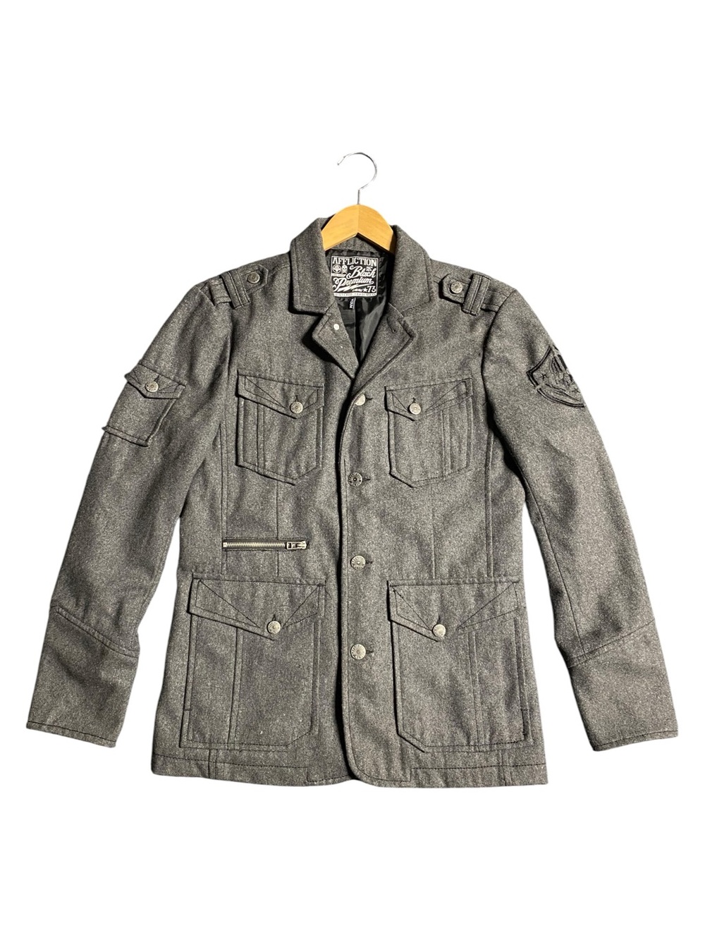 Men’s Affliction Black Label Wool Military Utility Jacket